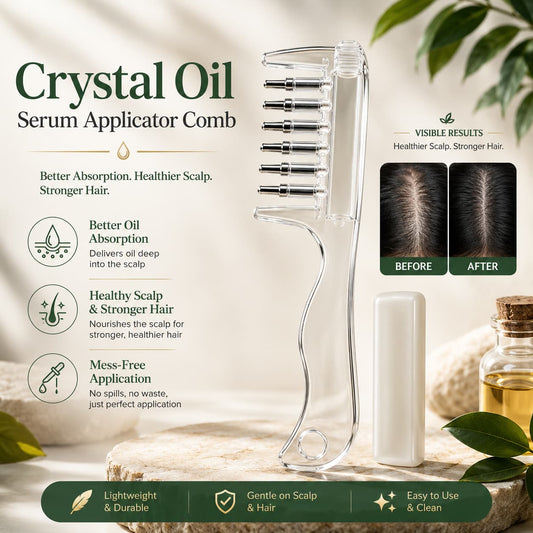 2 in 1 Crystal Oil & Serum Applicator Comb – Mess Free Scalp Oil Application & Distributor