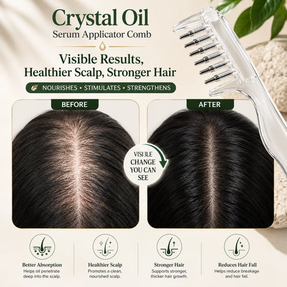 2 in 1 Crystal Oil & Serum Applicator Comb – Mess Free Scalp Oil Application & Distributor